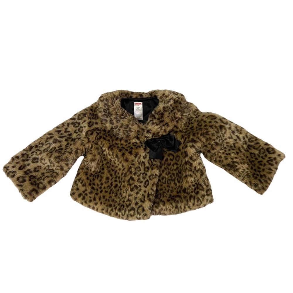 Gymboree GLAMOUR KITTY Leopard Faux Fur Wrap Jacket Size 3T
